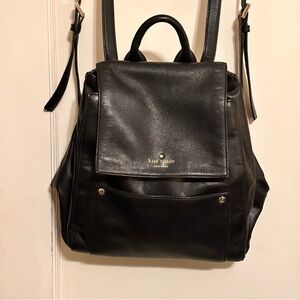 kate spade New York Black Leather Backpack - Women's Travel & Work Bag